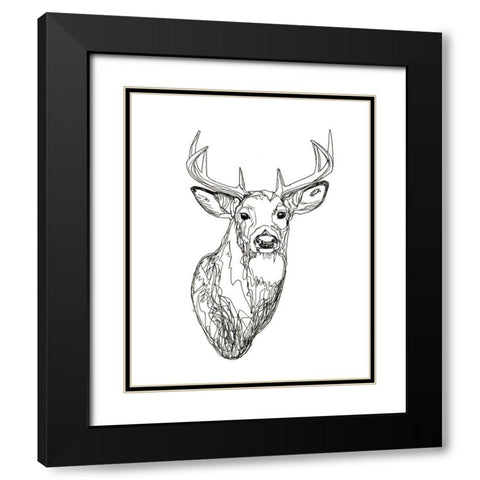 Whitetail Wireframe I Black Modern Wood Framed Art Print with Double Matting by Scarvey, Emma