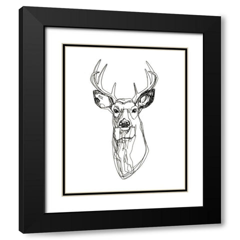 Whitetail Wireframe II Black Modern Wood Framed Art Print with Double Matting by Scarvey, Emma
