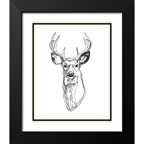 Whitetail Wireframe II Black Modern Wood Framed Art Print with Double Matting by Scarvey, Emma