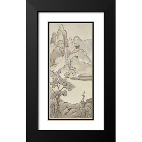 Non-Embellished Chinoiserie Landscape II Black Modern Wood Framed Art Print with Double Matting by Zarris, Chariklia