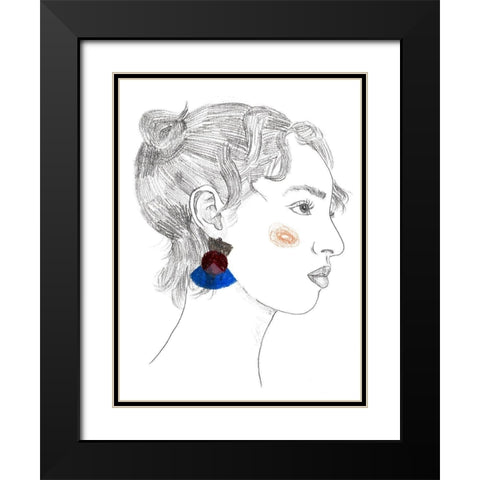 Glance II Black Modern Wood Framed Art Print with Double Matting by Wang, Melissa