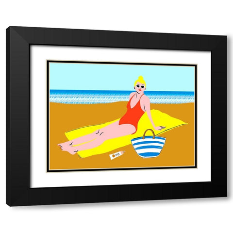 Beachy Keen II Black Modern Wood Framed Art Print with Double Matting by Blanckslate