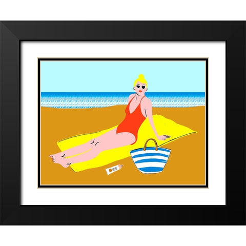 Beachy Keen II Black Modern Wood Framed Art Print with Double Matting by Blanckslate