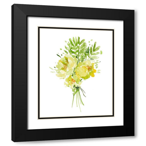 Bouquet with Peony I Black Modern Wood Framed Art Print with Double Matting by Wang, Melissa