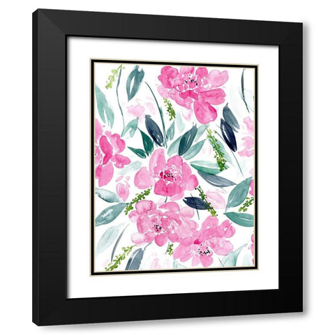 Dance of the Flowers I Black Modern Wood Framed Art Print with Double Matting by Wang, Melissa