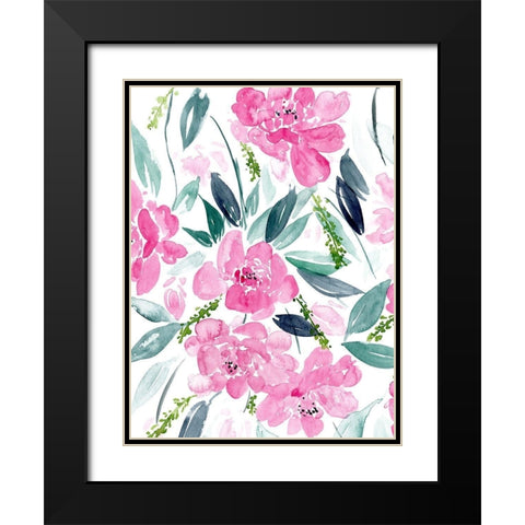 Dance of the Flowers I Black Modern Wood Framed Art Print with Double Matting by Wang, Melissa