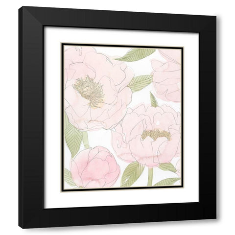 Veiled Peonies I Black Modern Wood Framed Art Print with Double Matting by Popp, Grace
