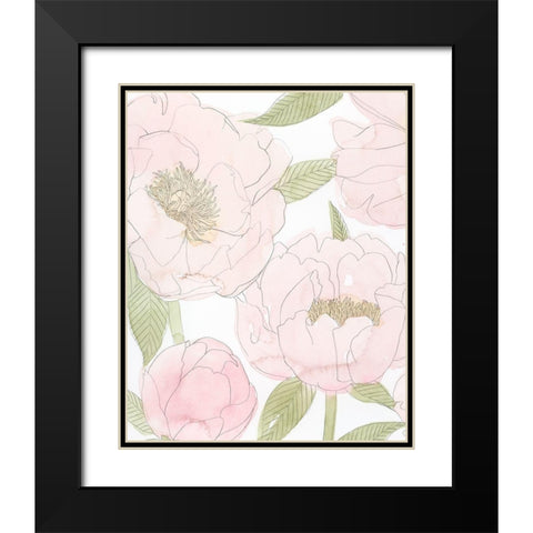 Veiled Peonies I Black Modern Wood Framed Art Print with Double Matting by Popp, Grace