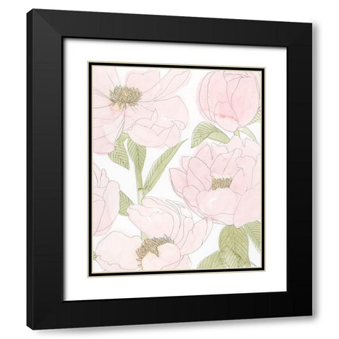 Veiled Peonies II Black Modern Wood Framed Art Print with Double Matting by Popp, Grace