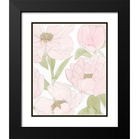 Veiled Peonies II Black Modern Wood Framed Art Print with Double Matting by Popp, Grace