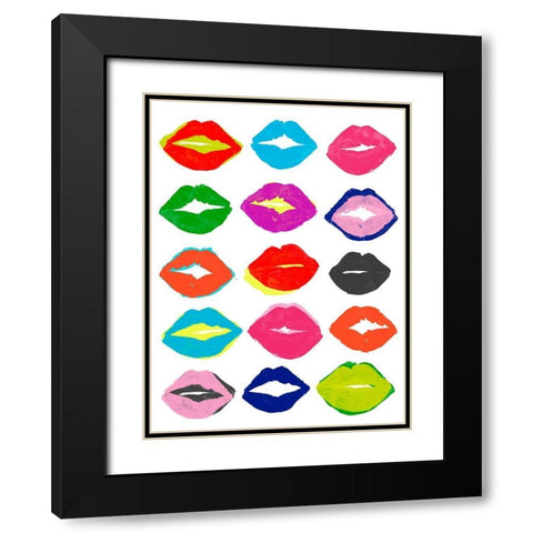 Kiss Kiss I Black Modern Wood Framed Art Print with Double Matting by Vess, June Erica