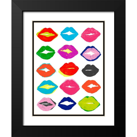 Kiss Kiss I Black Modern Wood Framed Art Print with Double Matting by Vess, June Erica