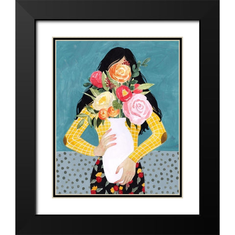 Flower Vase Girl II Black Modern Wood Framed Art Print with Double Matting by Popp, Grace