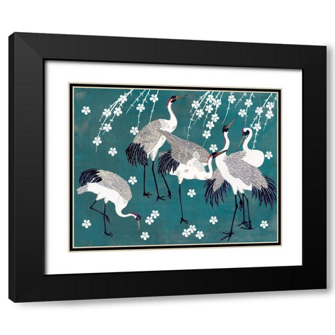 Crane at Night II Black Modern Wood Framed Art Print with Double Matting by Wang, Melissa