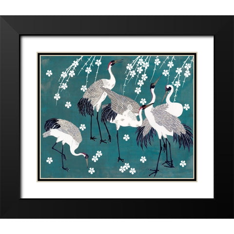 Crane at Night II Black Modern Wood Framed Art Print with Double Matting by Wang, Melissa