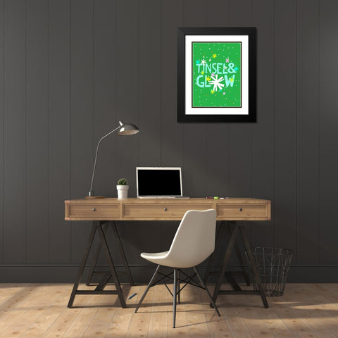 Merry and Bright I Black Modern Wood Framed Art Print with Double Matting by Blanckslate