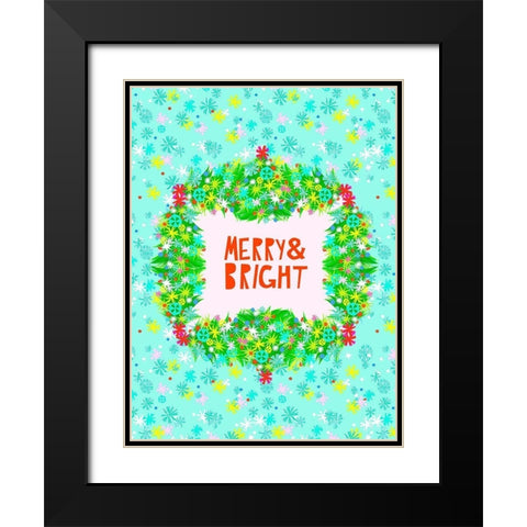 Merry and Bright II Black Modern Wood Framed Art Print with Double Matting by Blanckslate