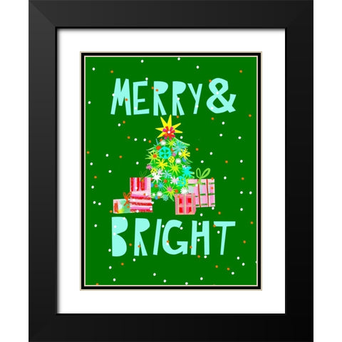 Merry and Bright VI Black Modern Wood Framed Art Print with Double Matting by Blanckslate