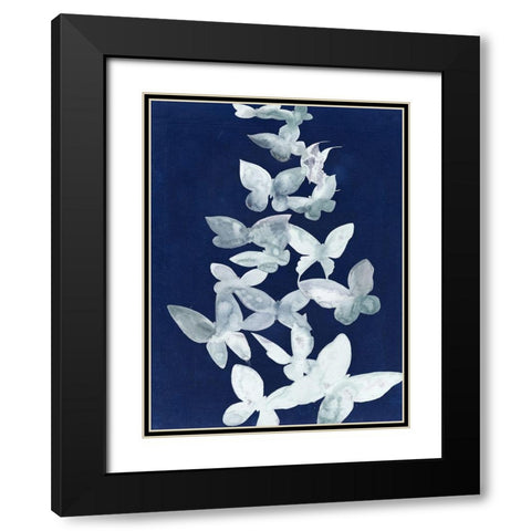 Indigo Butterfly Falls I Black Modern Wood Framed Art Print with Double Matting by Popp, Grace
