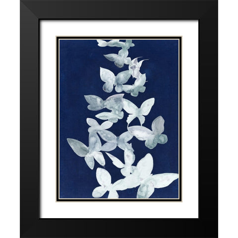 Indigo Butterfly Falls I Black Modern Wood Framed Art Print with Double Matting by Popp, Grace