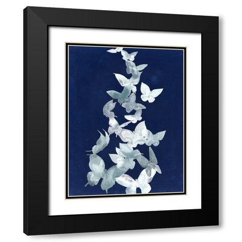 Indigo Butterfly Falls II Black Modern Wood Framed Art Print with Double Matting by Popp, Grace