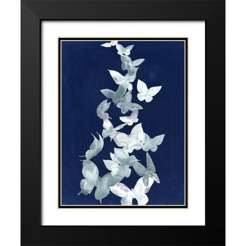 Indigo Butterfly Falls II Black Modern Wood Framed Art Print with Double Matting by Popp, Grace