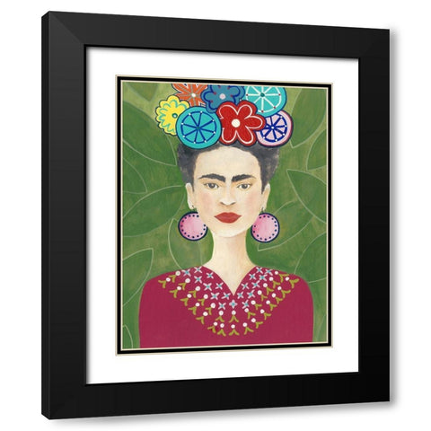 Frida Floral II Black Modern Wood Framed Art Print with Double Matting by Moore, Regina
