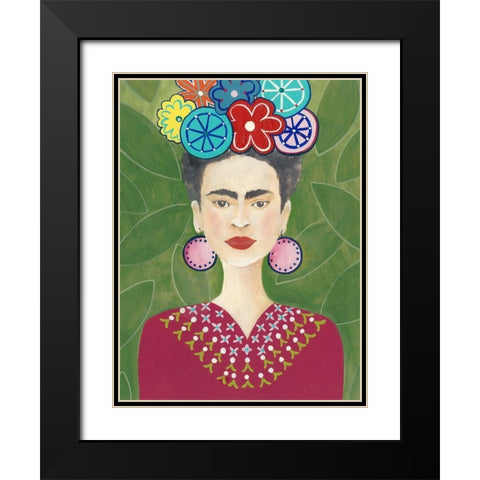 Frida Floral II Black Modern Wood Framed Art Print with Double Matting by Moore, Regina