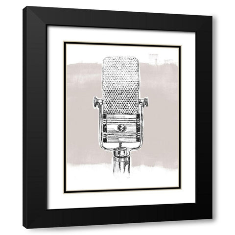 Monochrome Microphone I Black Modern Wood Framed Art Print with Double Matting by Vess, June Erica