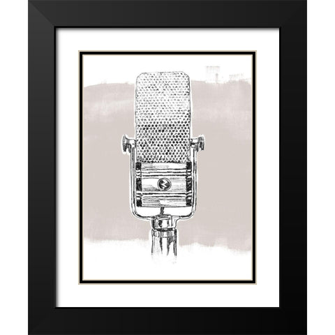 Monochrome Microphone I Black Modern Wood Framed Art Print with Double Matting by Vess, June Erica
