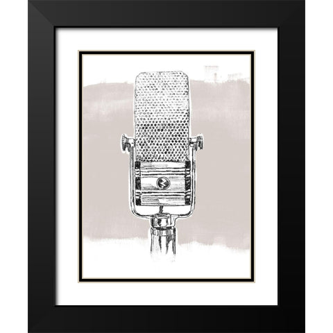 Monochrome Microphone I Black Modern Wood Framed Art Print with Double Matting by Vess, June Erica