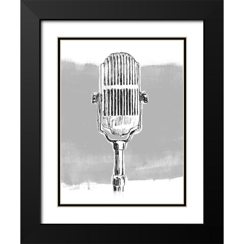 Monochrome Microphone II Black Modern Wood Framed Art Print with Double Matting by Vess, June Erica