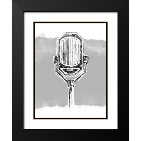 Monochrome Microphone III Black Modern Wood Framed Art Print with Double Matting by Vess, June Erica