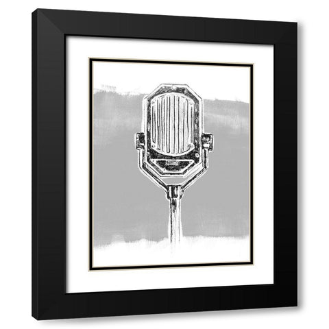 Monochrome Microphone III Black Modern Wood Framed Art Print with Double Matting by Vess, June Erica