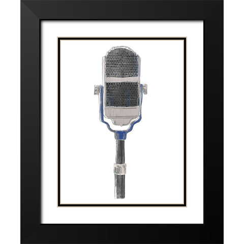 Mic Check II Black Modern Wood Framed Art Print with Double Matting by Vess, June Erica