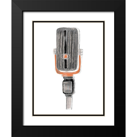 Mic Check IV Black Modern Wood Framed Art Print with Double Matting by Vess, June Erica