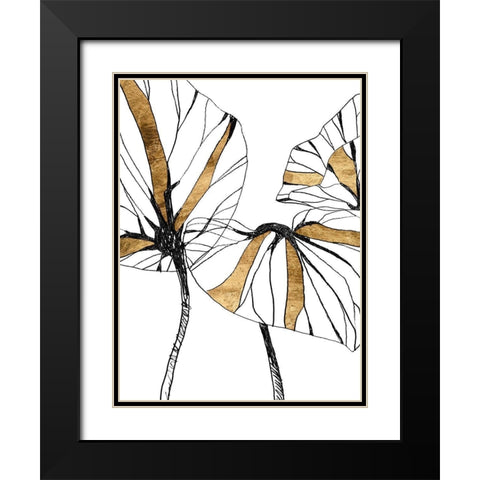 Linear Tropics with Gold I Black Modern Wood Framed Art Print with Double Matting by Vess, June Erica
