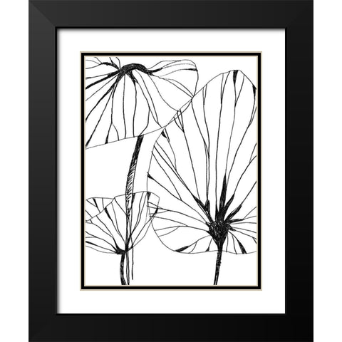 Linear Tropics IV Black Modern Wood Framed Art Print with Double Matting by Vess, June Erica
