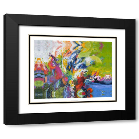 Garden party Abstract I Black Modern Wood Framed Art Print with Double Matting by Bothne, Janet