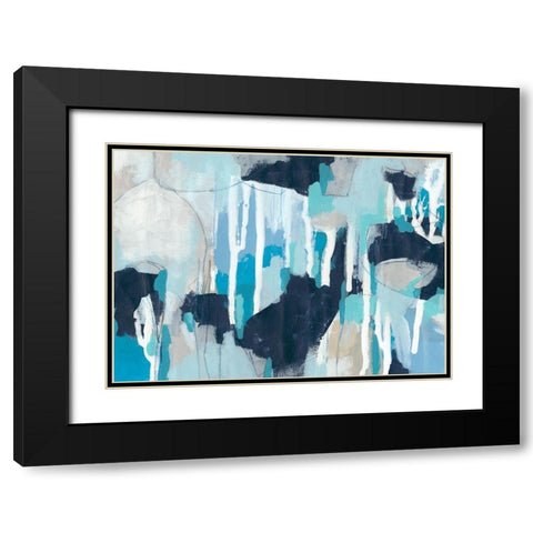 Fractal Blues II Black Modern Wood Framed Art Print with Double Matting by Vess, June Erica
