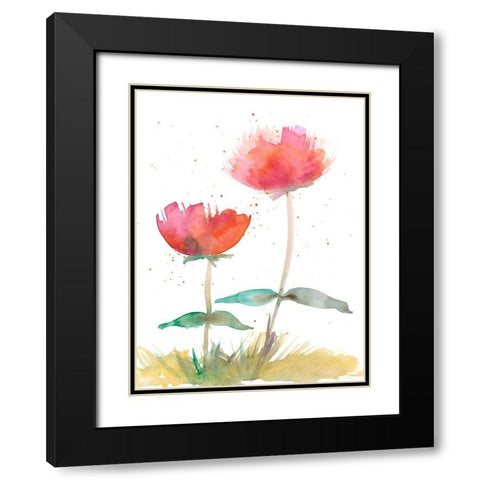 Pink Fleurs II Black Modern Wood Framed Art Print with Double Matting by Ludwig, Alicia