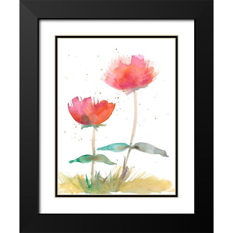 Pink Fleurs II Black Modern Wood Framed Art Print with Double Matting by Ludwig, Alicia