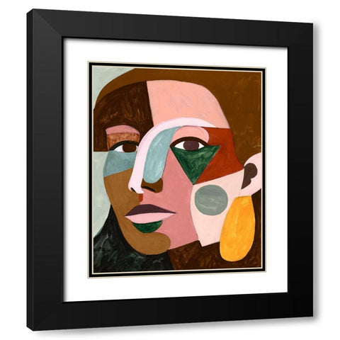Geo Face I Black Modern Wood Framed Art Print with Double Matting by Borges, Victoria