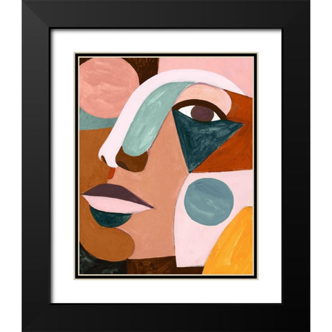 Geo Face IV Black Modern Wood Framed Art Print with Double Matting by Borges, Victoria