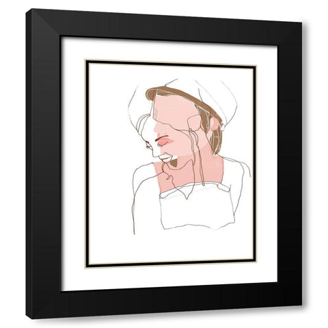 Modern Contour Portrait II Black Modern Wood Framed Art Print with Double Matting by Vess, June Erica
