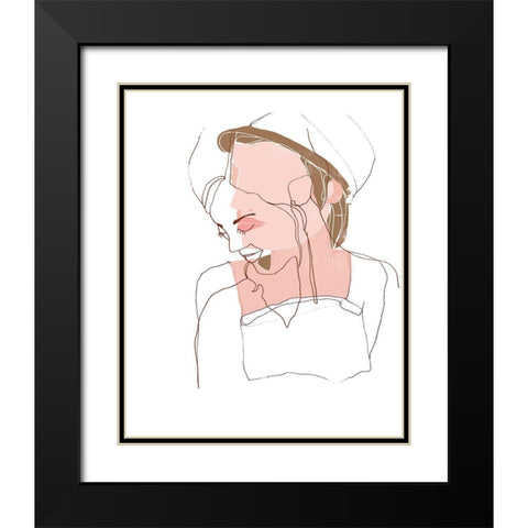 Modern Contour Portrait II Black Modern Wood Framed Art Print with Double Matting by Vess, June Erica