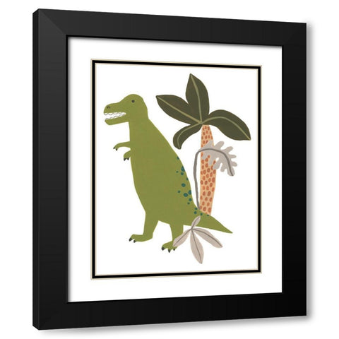 Mighty Dino II Black Modern Wood Framed Art Print with Double Matting by Vess, June Erica