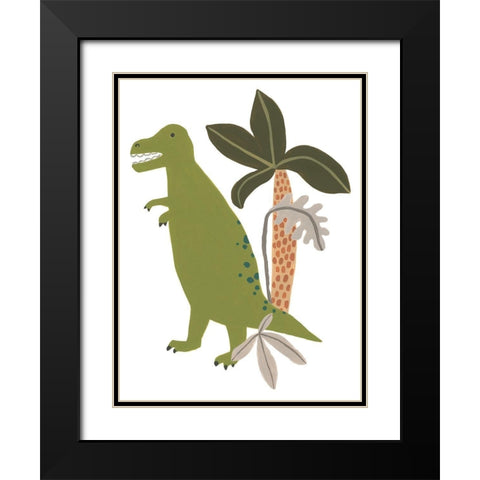Mighty Dino II Black Modern Wood Framed Art Print with Double Matting by Vess, June Erica