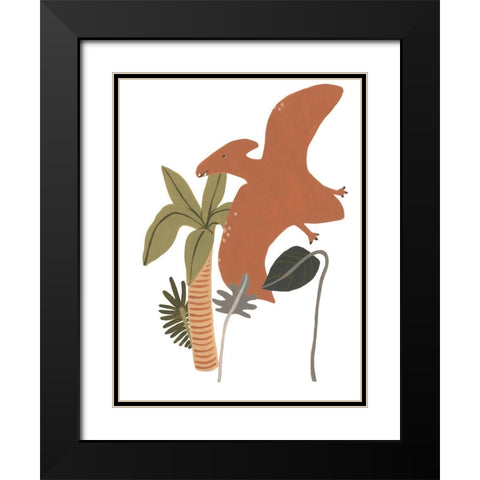Mighty Dino III Black Modern Wood Framed Art Print with Double Matting by Vess, June Erica