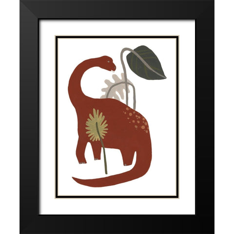 Mighty Dino IV Black Modern Wood Framed Art Print with Double Matting by Vess, June Erica